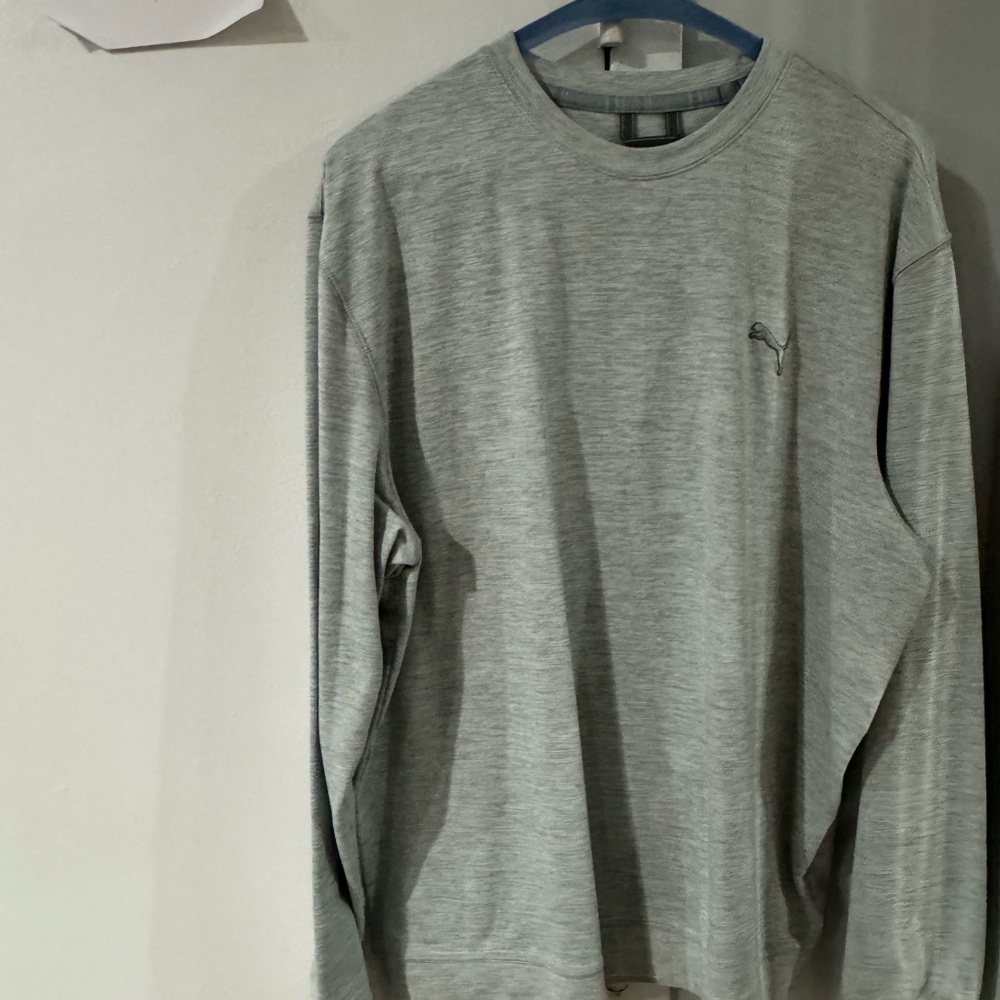 Puma Golf Men's High Rise Cloudspun Golf Crewneck - Light Grey